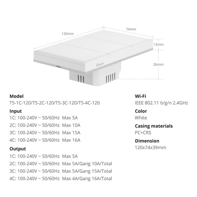 Interruptor inteligente Sonoff TX Ultimate con luz LED 3 CH