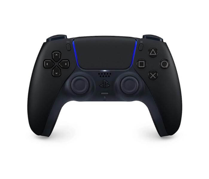 Mando PS5 DualSense inalámbrico negro con diseño elegante y funcionalidad avanzada.