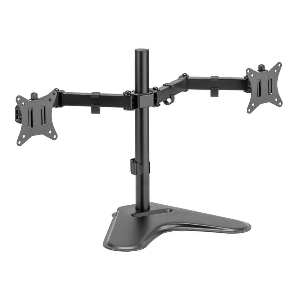 Soporte doble monitor 32 pulgadas con diseño ergonómico y ajustable para escritorio.