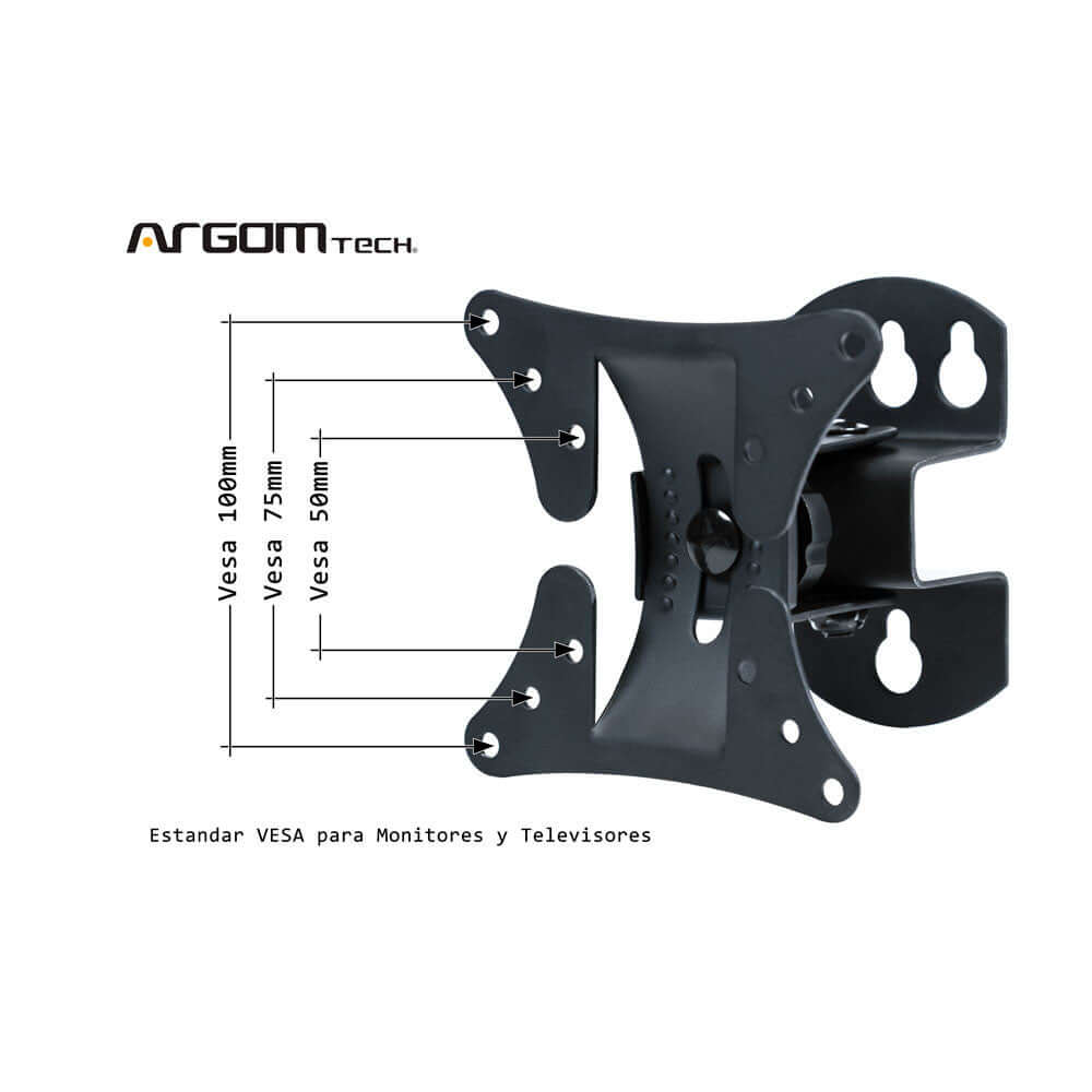Soporte de pared TV inclinable y giratorio, estandar VESA para monitores y televisores de 13" a 29".