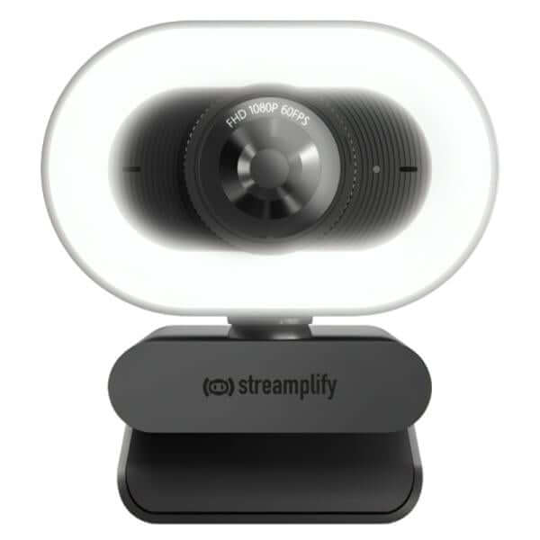 CAMARA WEB STREAMPLIFY CAM PLUS-FHD-2M60-LIGHT-BK 1080P FULL HD USB-A SPCW-CLFH221.11 compact webcam with ring light and clip