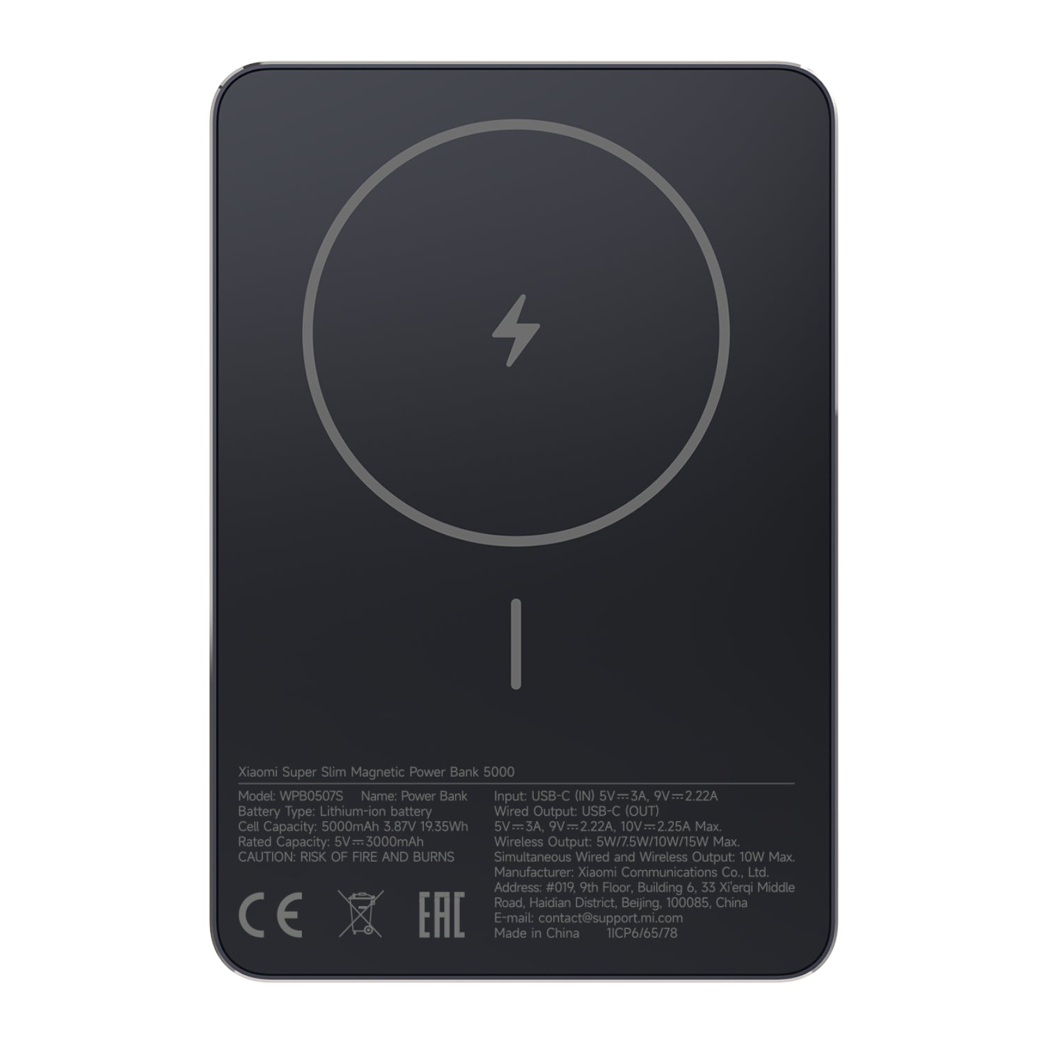 Power Bank Magnético Xiaomi Super Slim 5000mAh Negro 71819