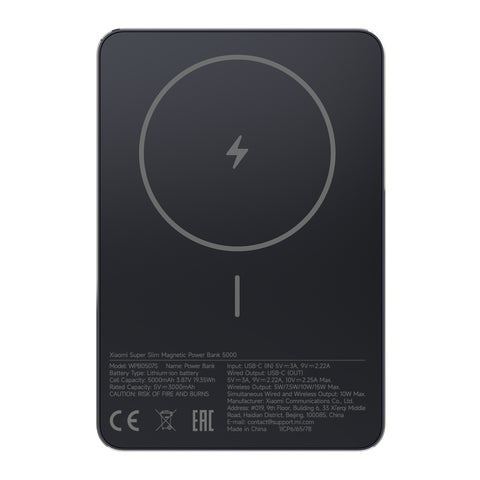 Power Bank Magnético Xiaomi Super Slim 5000mAh Negro 71819