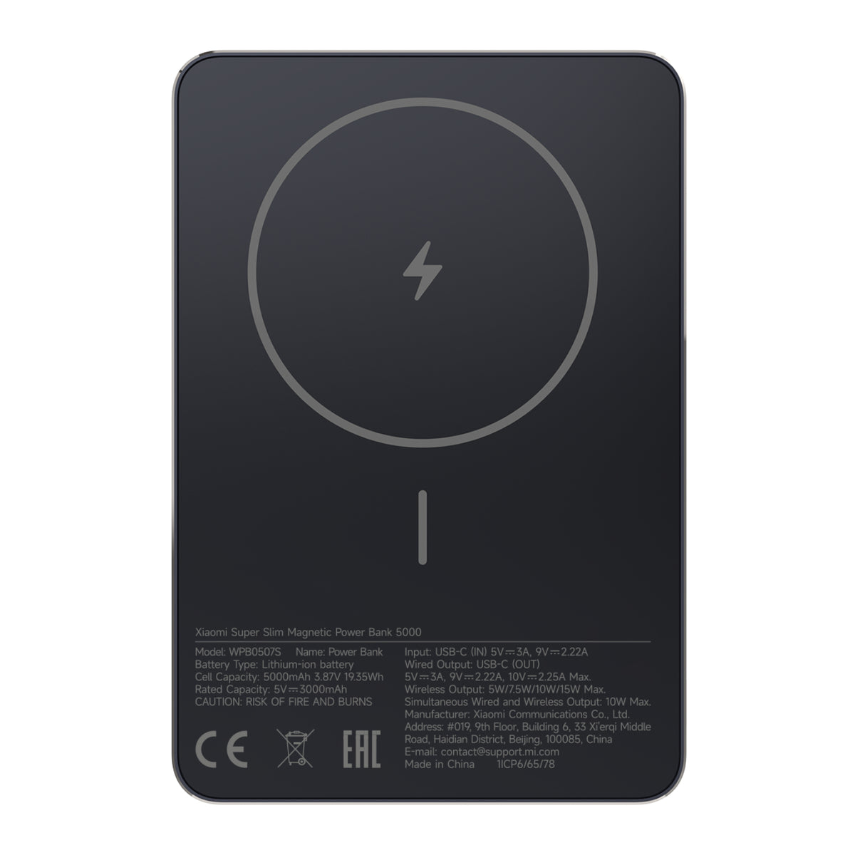 Power Bank Magnético Xiaomi Super Slim 5000mAh Negro 71819