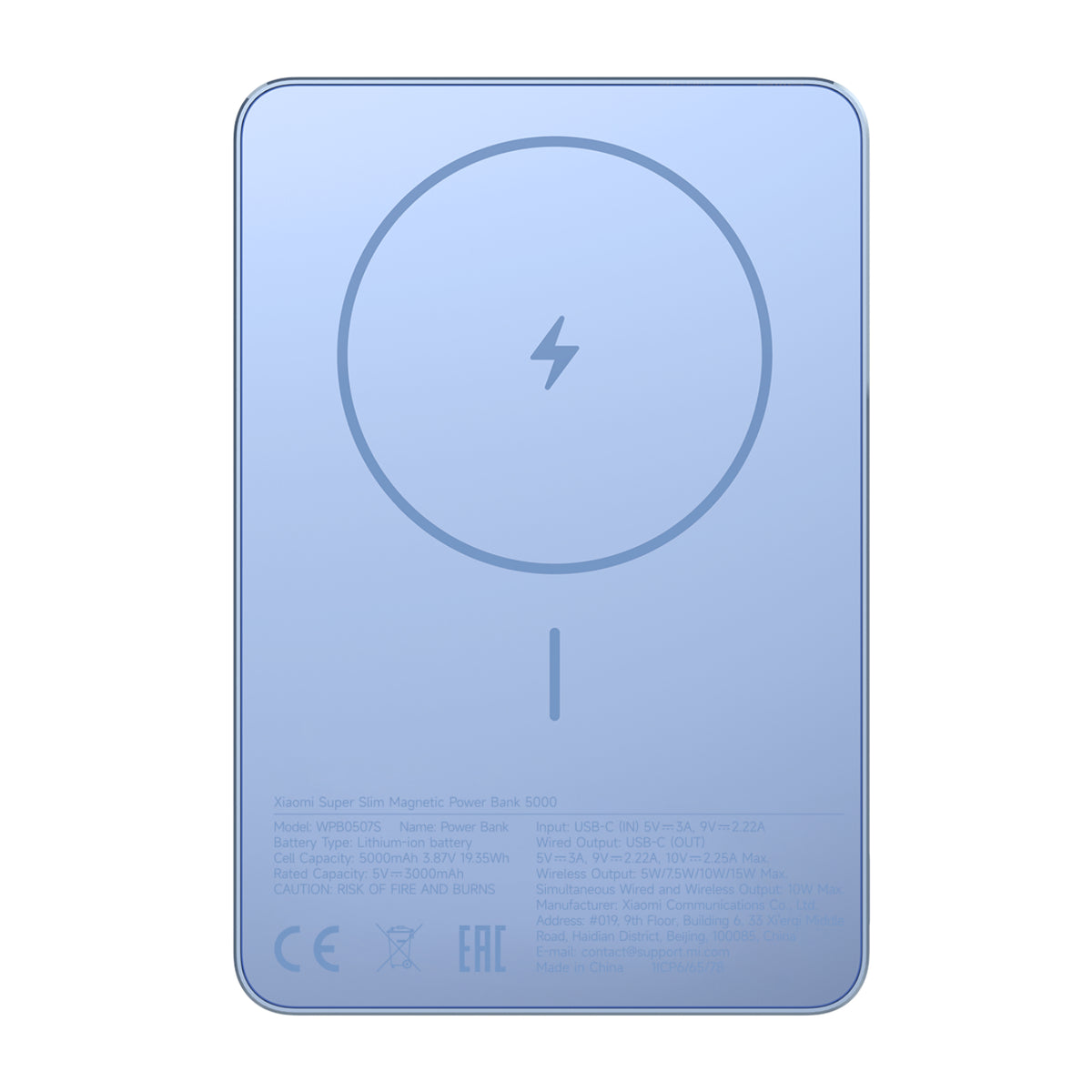 Power Bank Magnético Xiaomi Super Slim 5000mAh Azul 71821