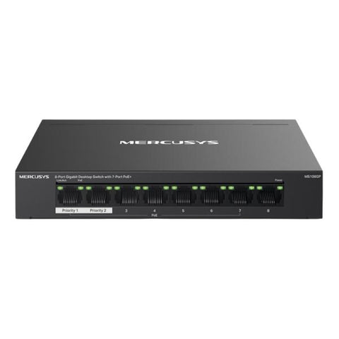 Switch Mercusys MS108GP(UN) 8 Puertos RJ45 Gigabit 7 Con POE+ 10/100/1000 Mbps No Administrable