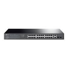 SWITCH TP LINK 28 PUERTOS GIGABIT EASY SMART  TL-SG1428PE network switch front view with 24 PoE ports and 4 SFP uplinks