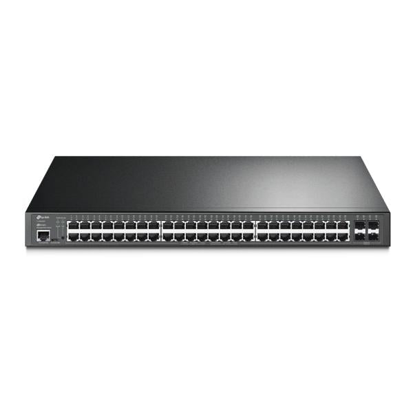 SWITCH TP LINK 52PUERTOS JETSTREAM GIGABIT L2+ TL-SG3452P frontal con 48 puertos PoE+, 4 SFP y consola, imagen producto tienda Vicortech