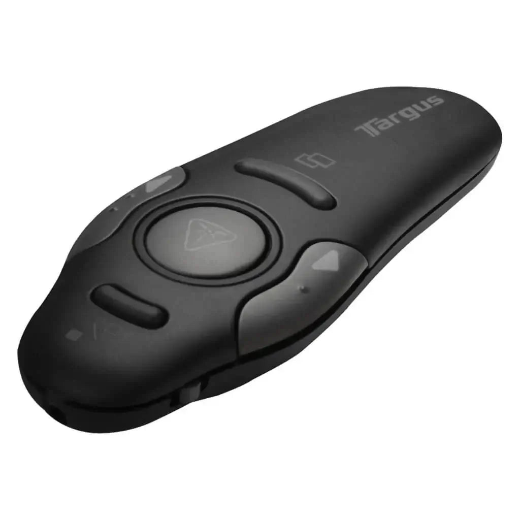 Puntero láser inalámbrico Targus, presentador negro ergonómico para reuniones y presentaciones empresariales.