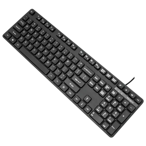 Teclado USB Targus cableado en color negro con conexión USB, ideal para PC y Macs.