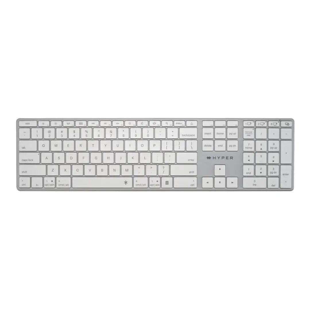 Teclado bluetooth Targus compatible en color blanco, diseño minimalista y moderno para dispositivos Apple y otros sistemas operativos.