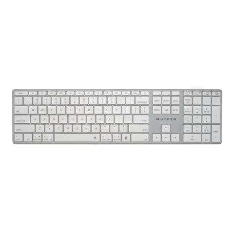Teclado bluetooth Targus compatible en color blanco, diseño minimalista y moderno para dispositivos Apple y otros sistemas operativos.