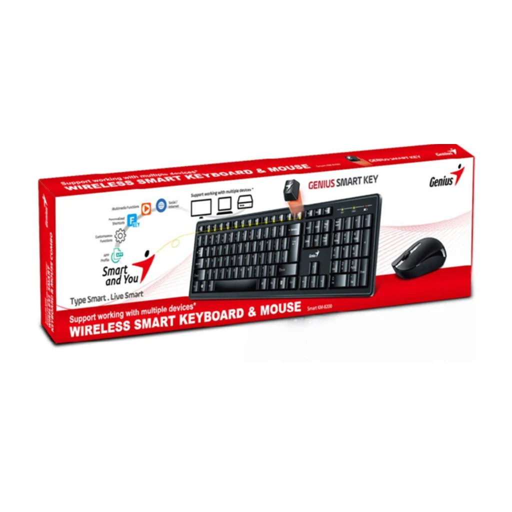 Teclado y mouse genius smart KM-8200 dual color inalámbrico 2.4 GHZ español negro/gris