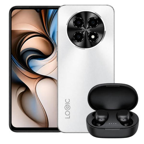 TELÉFONO CELULAR LOGIC L66F 4GB RAM 128GB 6.6" HD+ DUAL SIM 4G CON AUDÍFONOS TWS