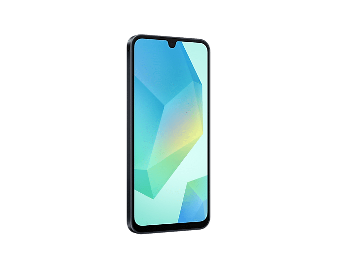 Alt Tag: Teléfono Celular Galaxy A16 8Gb/256Gb Black mostrando pantalla Super AMOLED de 6.7" y diseño negro elegante