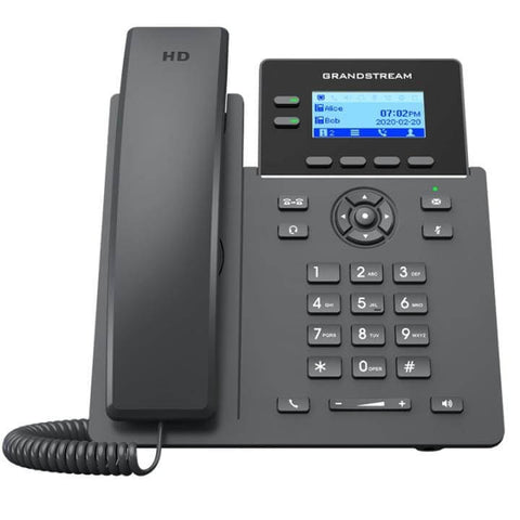 Teléfono IP empresarial GRP2602G con pantalla y teclado, ideal para comunicación eficiente.