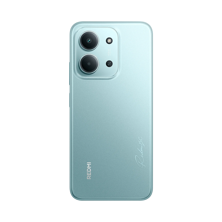 Teléfono Redmi 15C 8GB 256GB Mint Green — vista trasera del móvil mint, cámara dual y diseño fino, batería 6.000 mAh