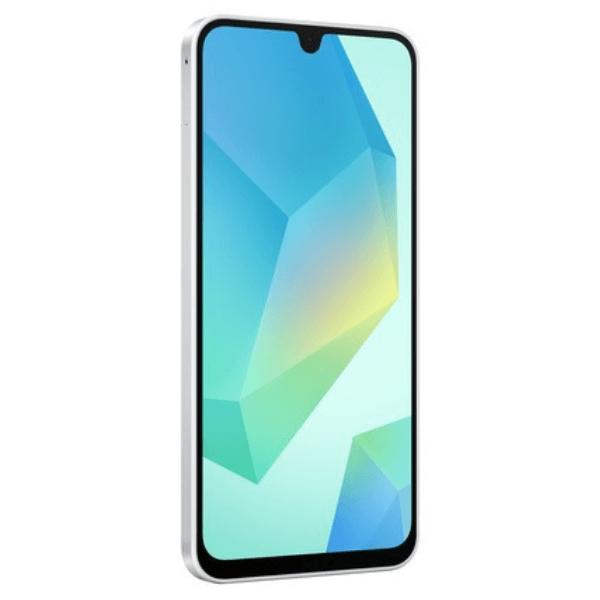 Teléfono Samsung Galaxy A16 gris con pantalla vibrante y diseño elegante