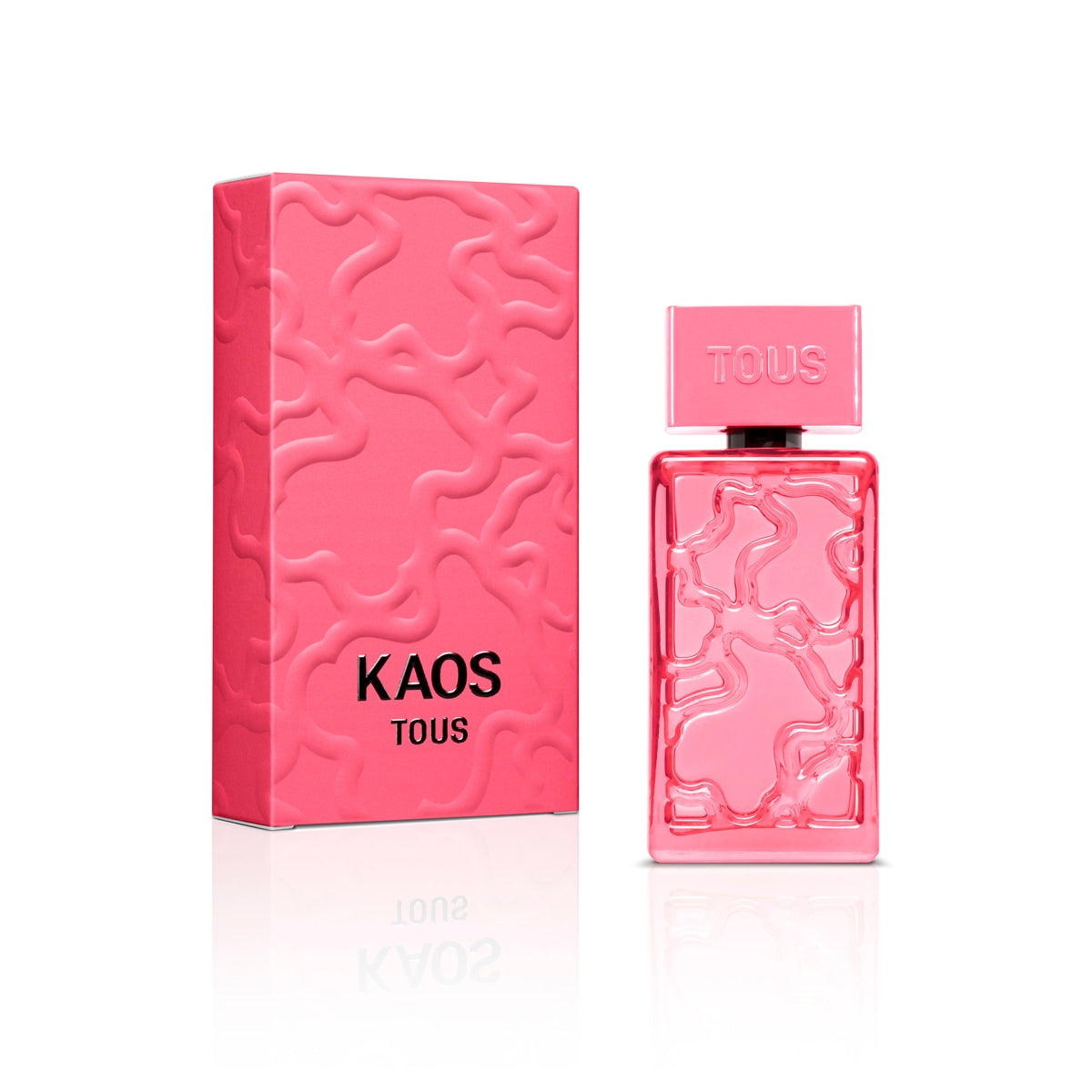 TOUS KAOS EDP 50ML fragrance bottle and packaging in pink design