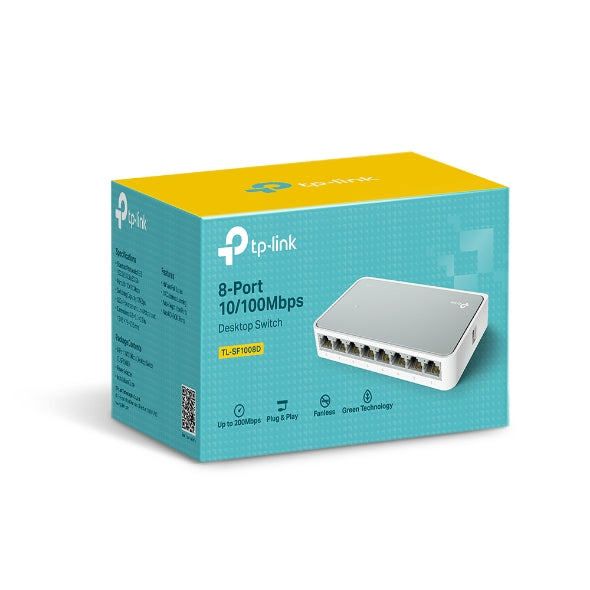 SWITCH TP LINK 8 PORT 10/100 TL-SF1008D compact 8-port desktop network switch in retail box