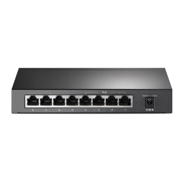 SWITCH TP LINK 8 PUERTOS  10/100/1000 4 POE - TL-SG1008P compact 8-port gigabit switch with 4 PoE ports, front RJ45 ports and power input