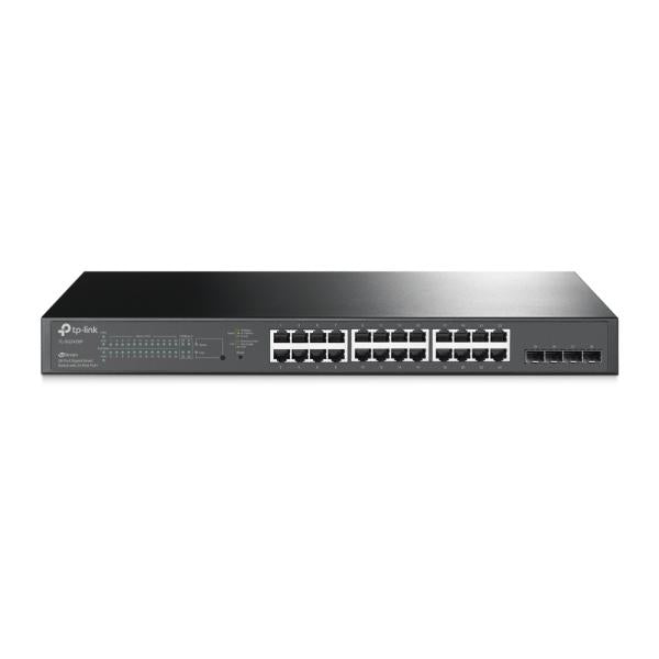 SWITCH TP LINK 28 PUERTOS JETSTREAM SMART TL-SG2428P imagen frontal del switch 24 puertos PoE+ y 4 SFP, 250W PoE, tienda Vicortech