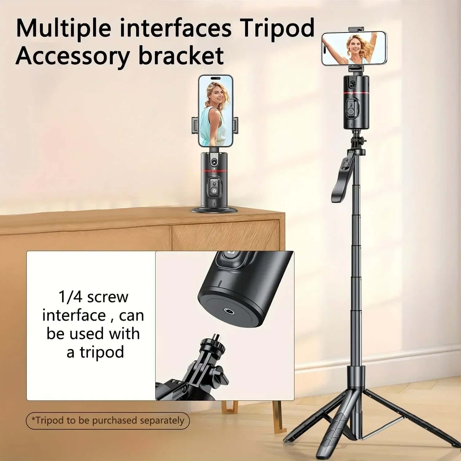 Tripode con seguimiento facial automático soporte de teléfono de seguimiento automático conmutación de pantalla Horizontal y Vertical 360 ° Soporte giratorio para teléfono Gatgets Y Otros Productos Costa Rica