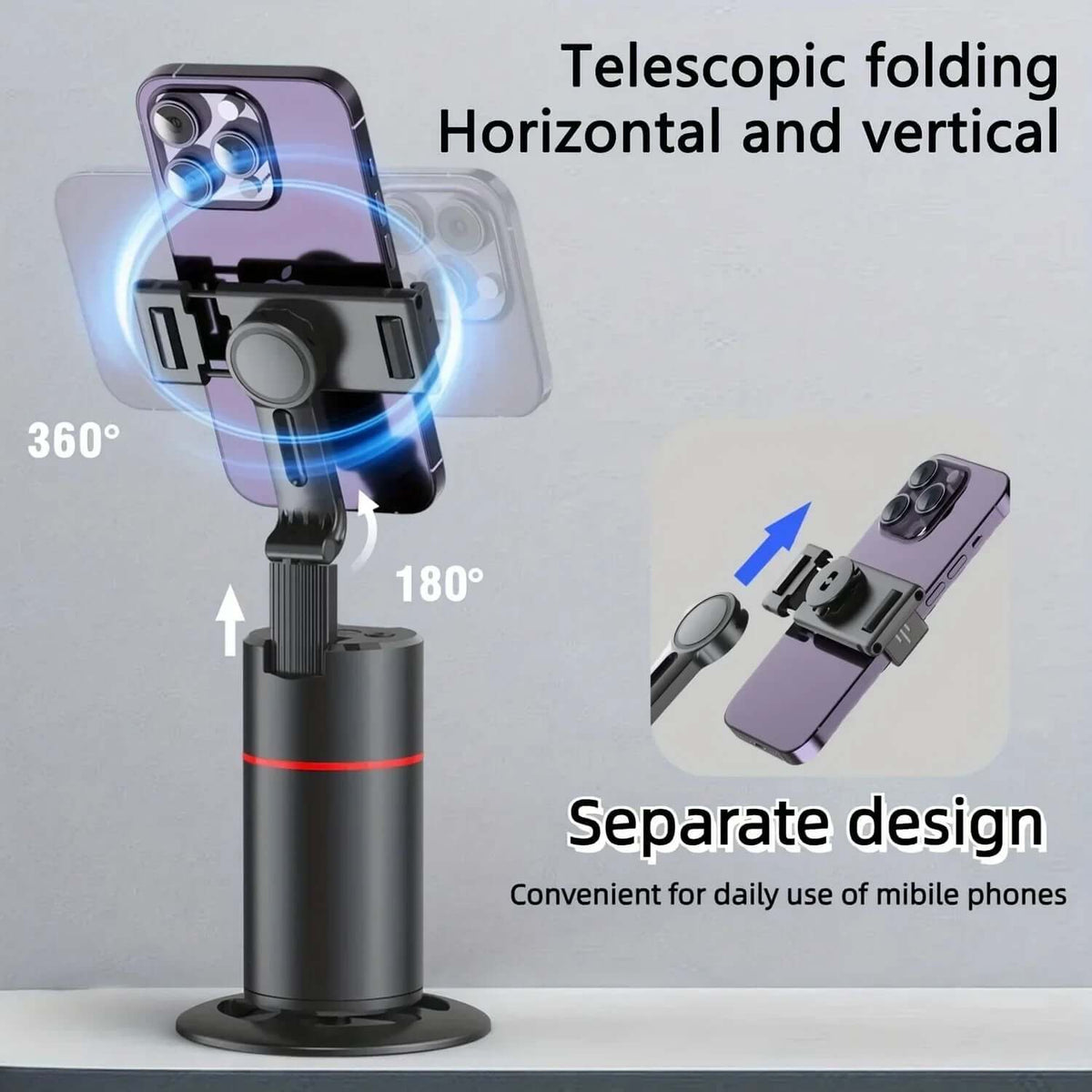 Tripode con seguimiento facial automático soporte de teléfono de seguimiento automático conmutación de pantalla Horizontal y Vertical 360 ° Soporte giratorio para teléfono Gatgets Y Otros Productos Costa Rica