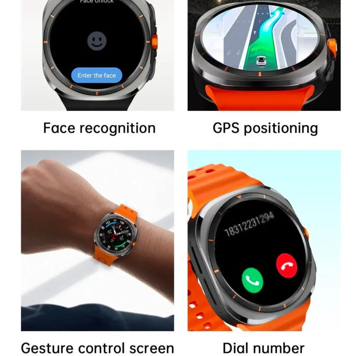 Reloj inteligente U8 Ultra 4G 5G con reconocimiento facial, GPS y pantalla de control por gestos.