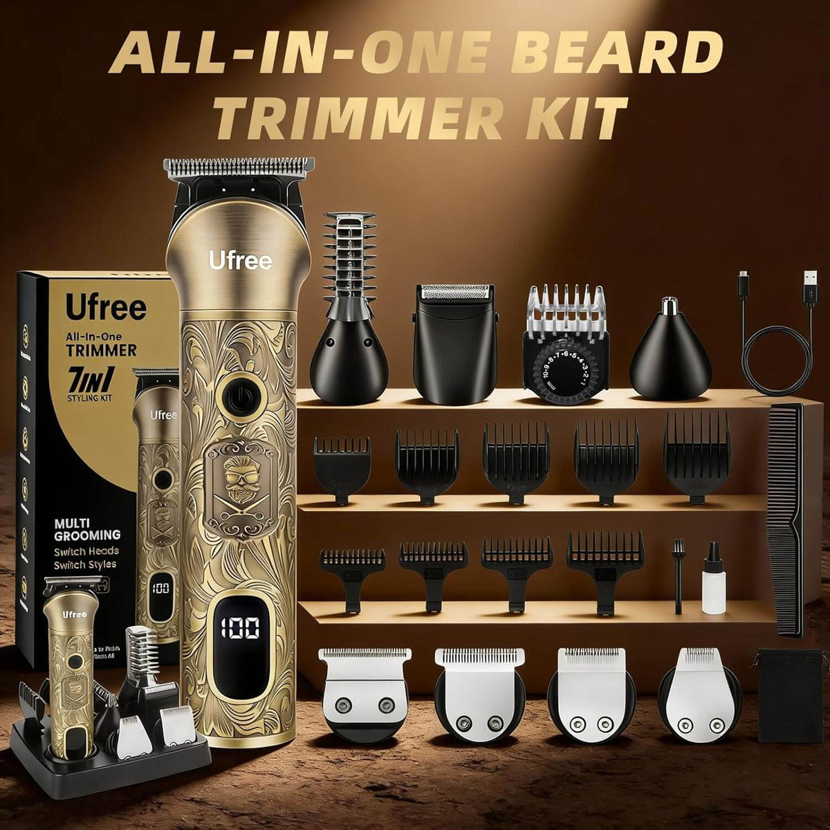 Ufree-maquinilla de afeitar - Rasuradora eléctrica para hombres 6 en 1 inalámbrica Kit para bigote cuerpo nariz y cara Costa Rica