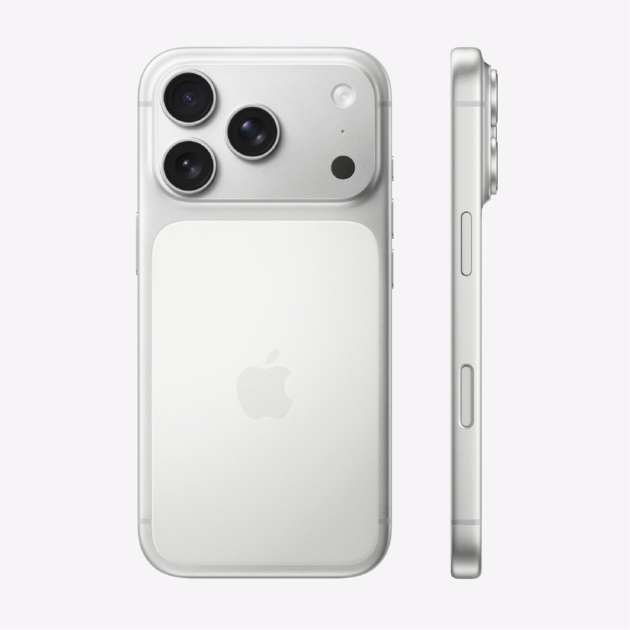 Alt Tag: iPhone 17 Pro Apple por encargo - Vista trasera y lateral en color blanco con cámaras Pro Fusion y diseño unibody