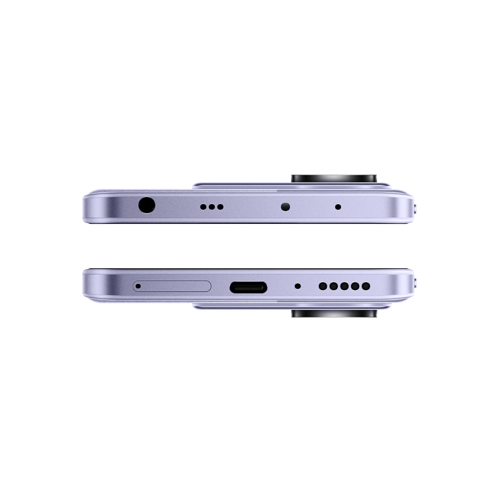 Alt Tag: CELULAR  XIAOMI POCO  M7 PRO / 256GB  8GB  5G vista lateral puerto USB-C altavoz micrófono diseño delgado púrpura