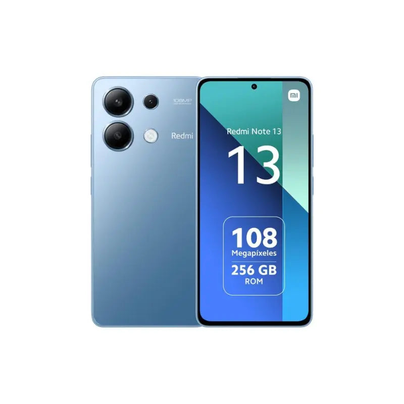 Celular  Xiaomi Redmi Note 13  / 128Gb  6Gb  5G - vista frontal y trasera azul, pantalla AMOLED 6.67", 108MP, 256GB ROM