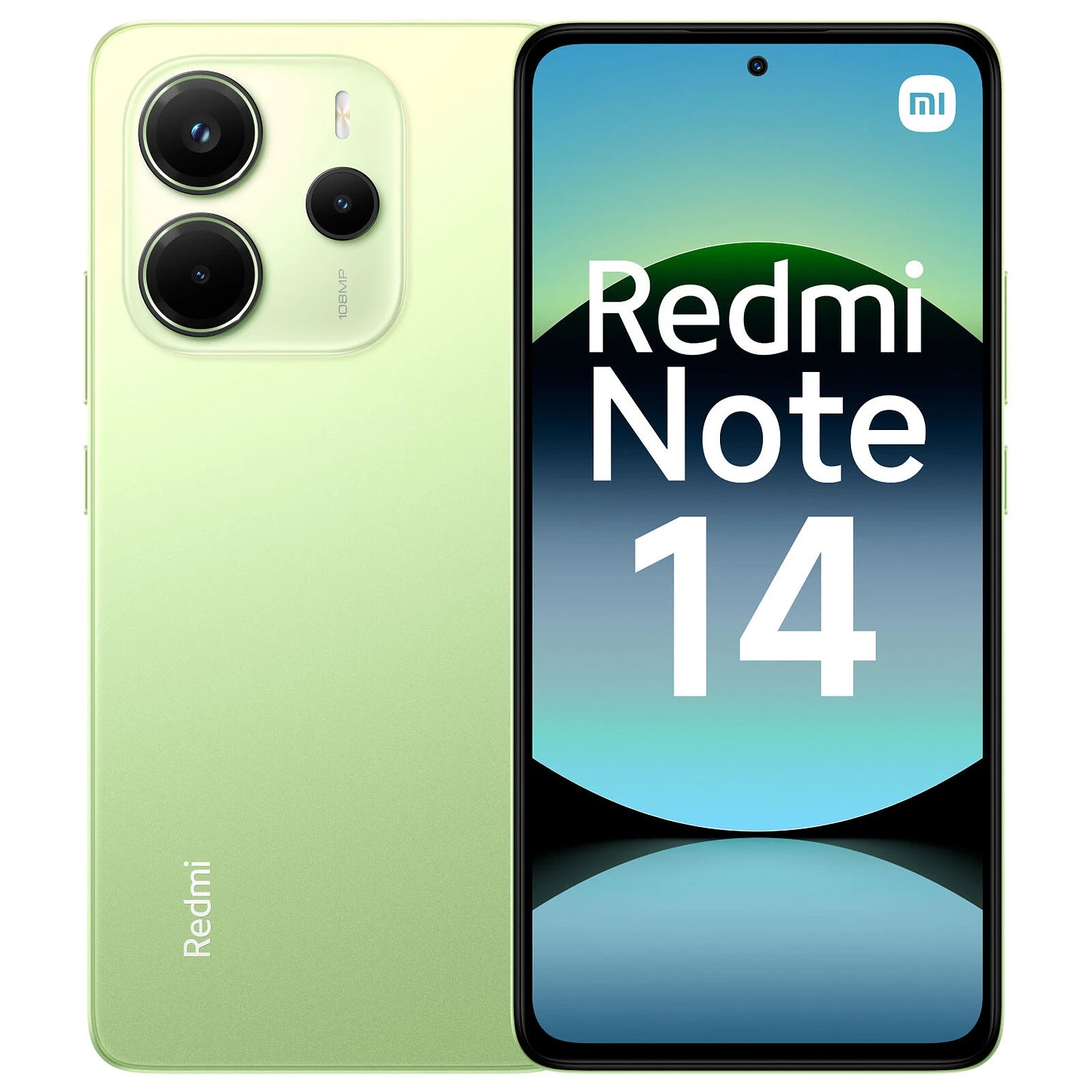 Alt Tag: Celular  Xiaomi Redmi Note 14  / 256Gb  8Gb  5G en color verde con pantalla AMOLED 6.67", triple cámara 108MP y batería 5500mAh