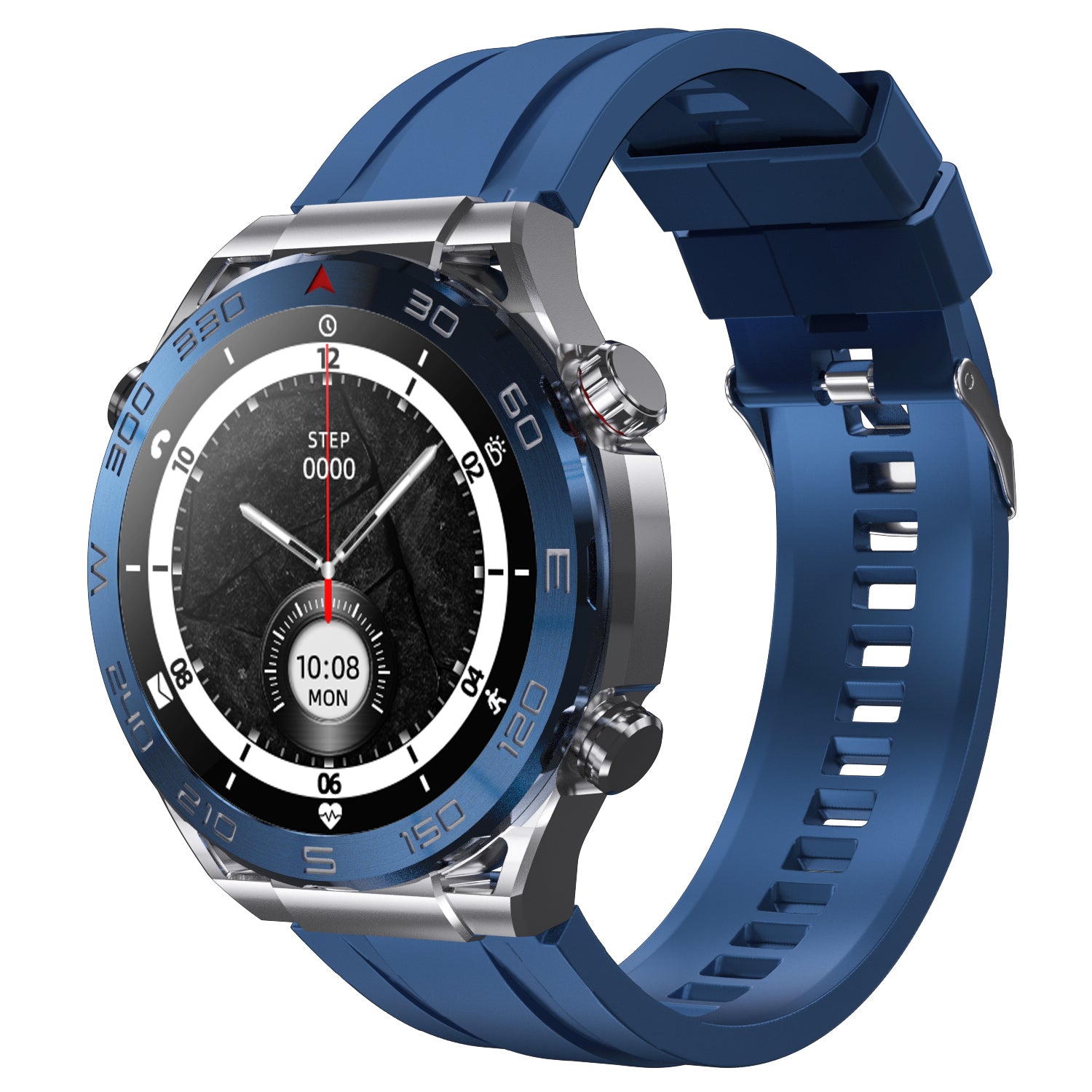 Reloj Inteligente De Moda Zd5 Ultra Mate Zordai Con 2 Correas- Reloj Plateado Con Azul reloj deportivo plateado con correa azul y pantalla circular