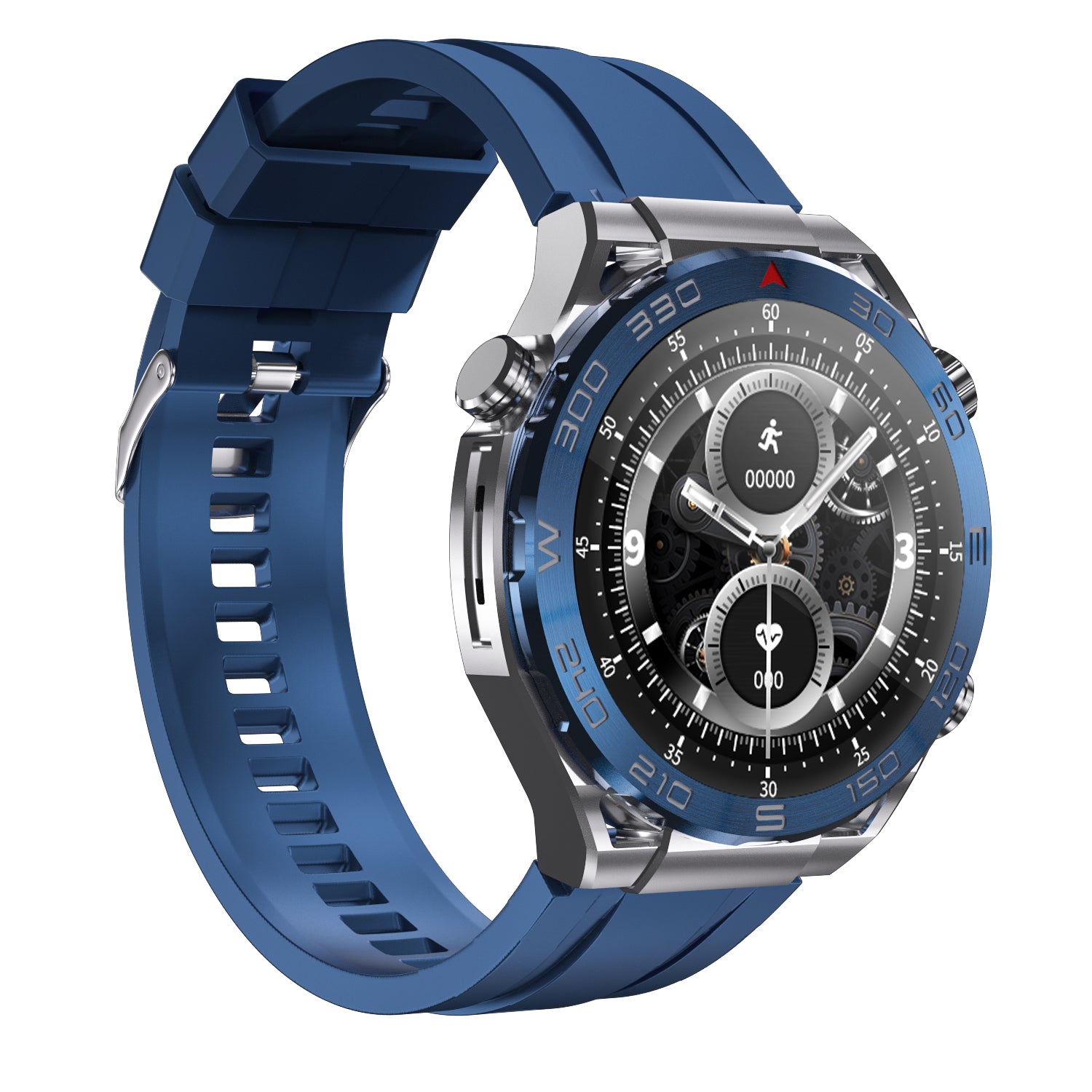Reloj Inteligente De Moda Zd5 Ultra Mate Zordai Con 2 Correas- Reloj Plateado Con Azul, reloj inteligente plateado con correa azul, pantalla táctil, sensor cardíaco IP68