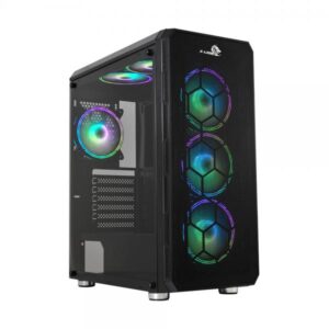 CASE GAMING  X-LION HD-735 TEMPERED  GLASS SIDE PANEL USB2.0*2 + USB3.0*1 + HD AUDIO + 3 FAN