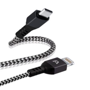 CABLE ARGOM DURA FORMA FAST CHARGE TYPE-C IPHONE NYLON BRAIDED 1.8M-6FT BLACK ARG-CB-0024BK