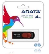 MEMORIA USB 16GB 2.0 ADATA  BLACK+RED  AC008-16G-RKD