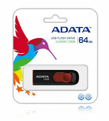 MEMORIA USB 64GB 2.0 ADATA BLACK+RED   AC008-64G-RKD
