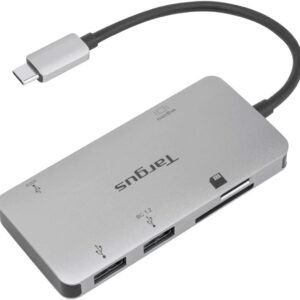 Targus Adaptador de video USB-C multipuerto único y lector de tarjetas con paso PD de 100 W, gris (ACA953USZ)