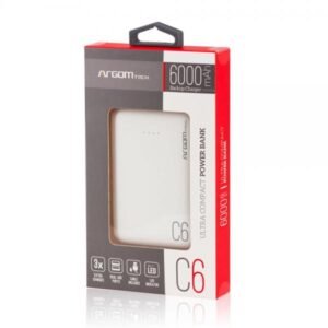 Power Bank Argom C6 6000Mah White Arg-Pb-1136Wt