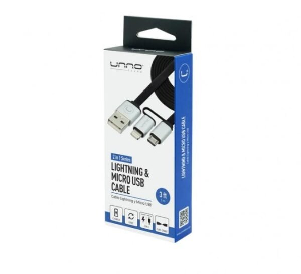 Cable Unno Tekno 2 In 1 Lighting M- Micro Usb 1M-3Ft Cb4057Sv