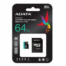 MEMORIA MICRO SD 64GB ADATA 4K V30 AUSDX64GUI3V30SA2-RA1