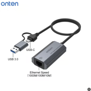 Hub Onten 2 en 1 USB 3.0 + USB-C a Ethernet