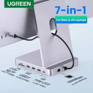 UGREEN-HUB USB tipo C a USB 3,0, 5Gbps, tarjeta TF/SD, 104 MB/s, para iMac, MacBook, iPad Pro, Air, PC, accesorios magnéticos 7 en 1