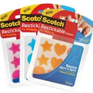 3M Adhesivo Formas Reusable Scotch Rosado Azul Y Naranja 7000509897