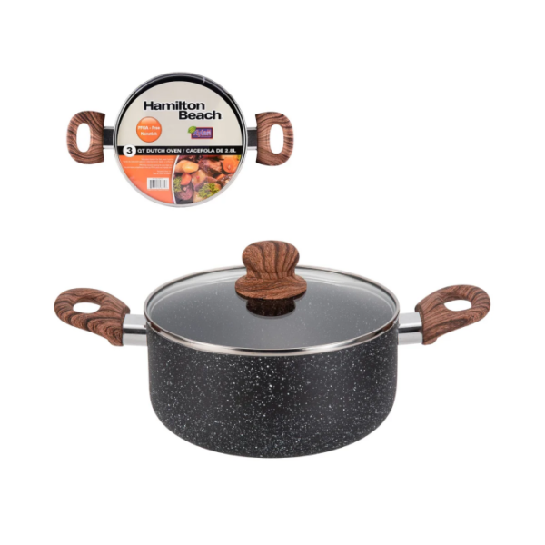 Hamilton Beach Dutch Oven Antiadherente 2.8L | 3Qt C/Tapa Marmol Induccion 3.0Mm Hap111