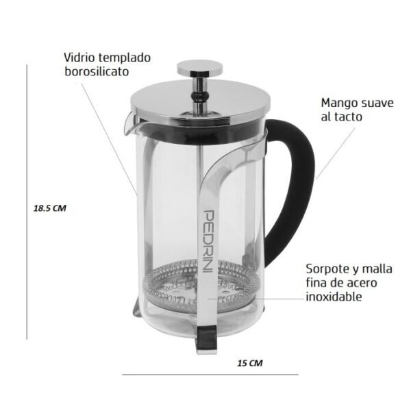 Pedrini Prensa Francesa Acero Inox Vidrio Borosilicato 20Oz |600Ml 02Cf107 - Image 2