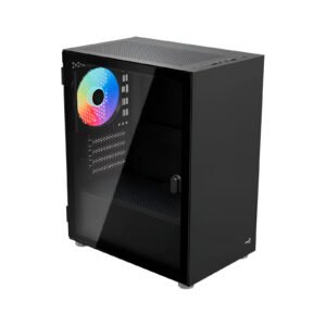 Case Gaming Aerocool Cs-111-G-Bk-V2 Mini Torre Atx Panel Lateral De Vidrio Templado 3 Ventiladores Frgb Negro Accm-Pc19033.11